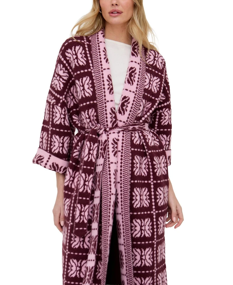 Raffya Women's Ally Abstract Print Long Line Cardigan