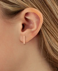 Flat Bar Stud Earrings Set in 14k Yellow or Rose Gold