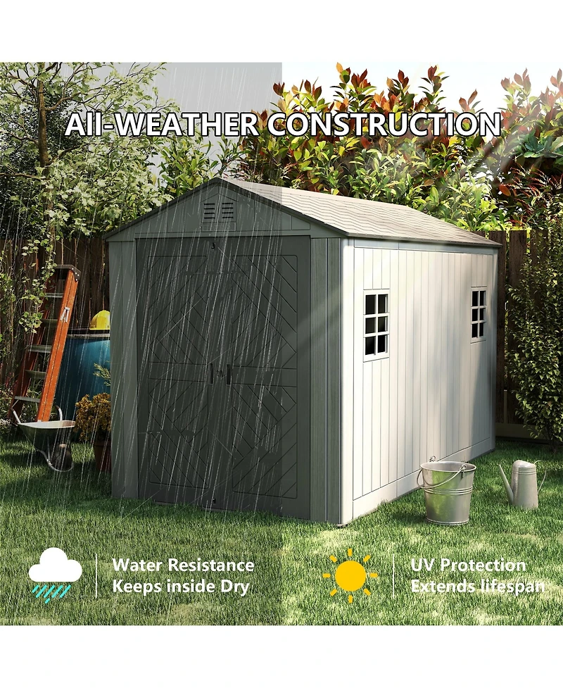 Decksplore Durable Resin Outdoor Storage Shed With Floor And Double Doors