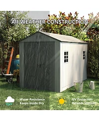 Decksplore Durable Resin Outdoor Storage Shed With Floor And Double Doors