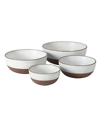 Gibson Home William Crest 4 Piece Nesting Serving Stoneware Reactive Bowl Set, 5”, 6.25”, 7.5”, 9”, Prep & Bowls