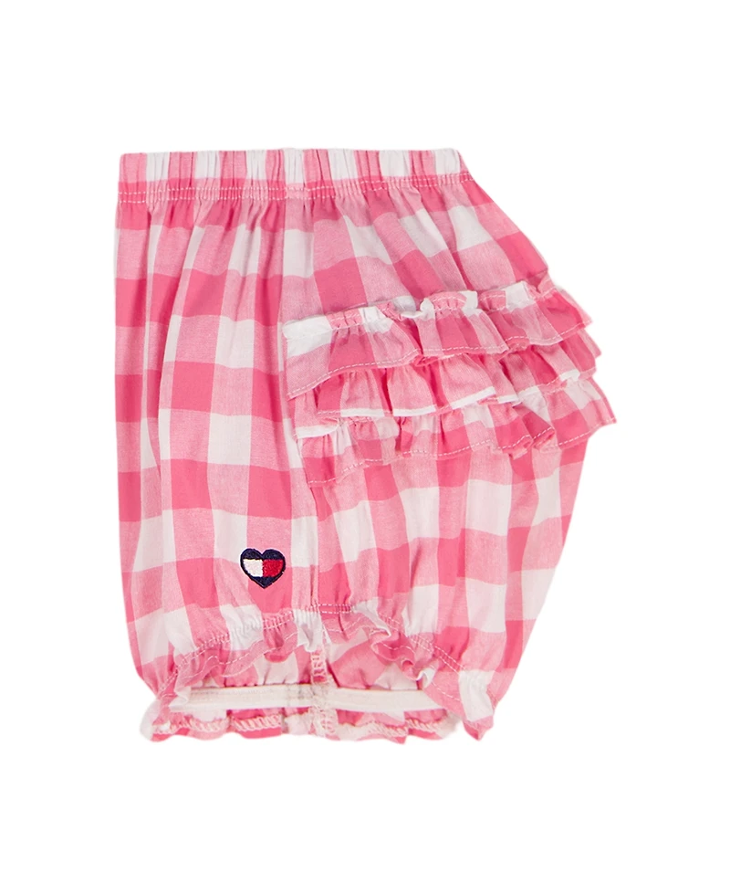 Tommy Hilfiger Baby Girls' Ruffle Trim Gingham Dress and Diaper Cover, 2-Piece Set