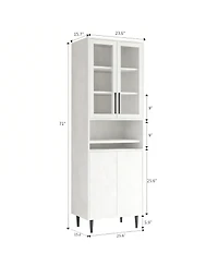 Yigii Glass Door Bookshelf 5-Tier Display Cabinet Narrow Storage Bookcase
