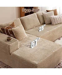 Xizzi No Assembly Required Cloud Sectional Sofa, L-Shape Couch Chaise Lounge with Deep Seat and Wide Armrest for Living Room Bedroom