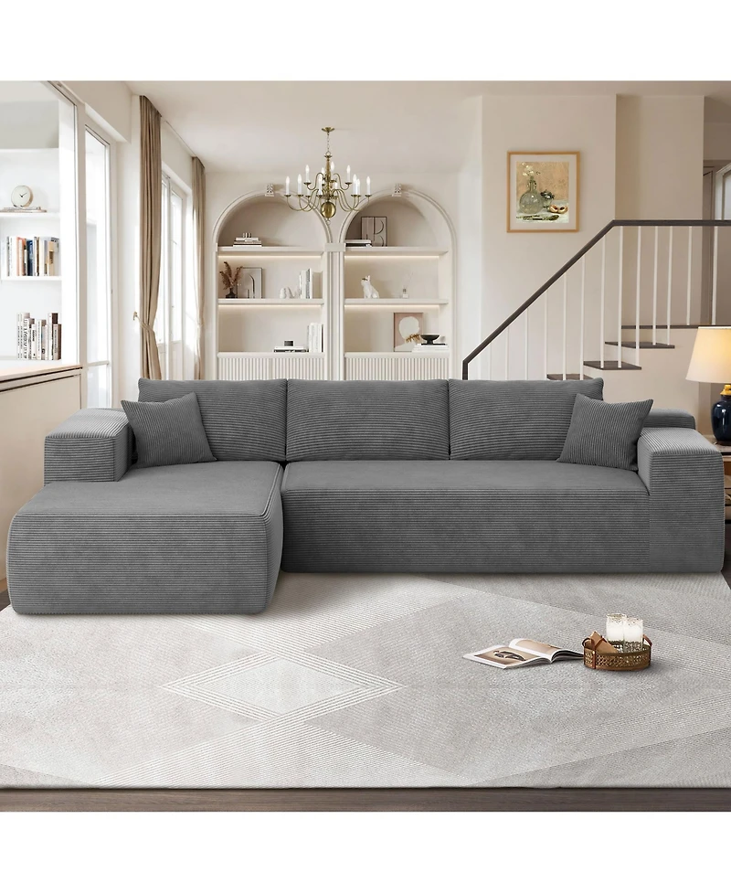 Xizzi 104" No Assembly Required Cloud Sectional Sofa, L-Shape Couch Chaise Lounge with Deep Seat and Wide Armrest for Living Room Bedroom