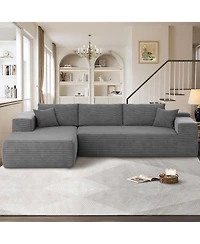 Xizzi 104" No Assembly Required Cloud Sectional Sofa, L-Shape Couch Chaise Lounge with Deep Seat and Wide Armrest for Living Room Bedroom