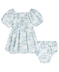 abercrombie kids Baby Girls' Puff Sleeve Dress and Diaper Cover, 2-Piece Set