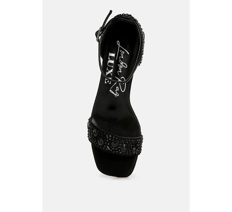 Nocturnal Rhinestone Embellished Shimmer Sandals