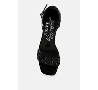 Nocturnal Rhinestone Embellished Shimmer Sandals