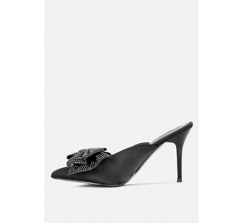 Rag & Co Elisda Womens Embellished Bow High Heel Mules