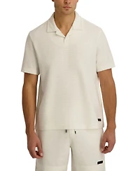 Karl Lagerfeld Paris Men's French Terry Johnny Collar Short-Sleeve Polo Shirt