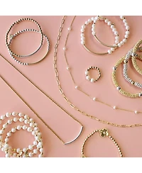 Non-Tarnishing 3mm Gold Filled Beads and Bar, with Fresh Water Pearls, Stretch Bracelet