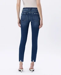 Vervet Women's Mid Rise Raw Distressed Hem Crop Skinny Jeans