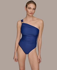 Donna Karan Women's Printed One-Shoulder Swimsuit