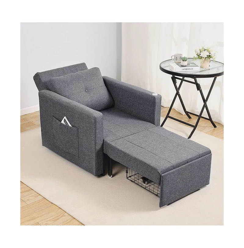 Slickblue Sleeper Sofa Bed with Side Pocket, Pillow, Armrest, Desk Board & 5 Adjustable Angles