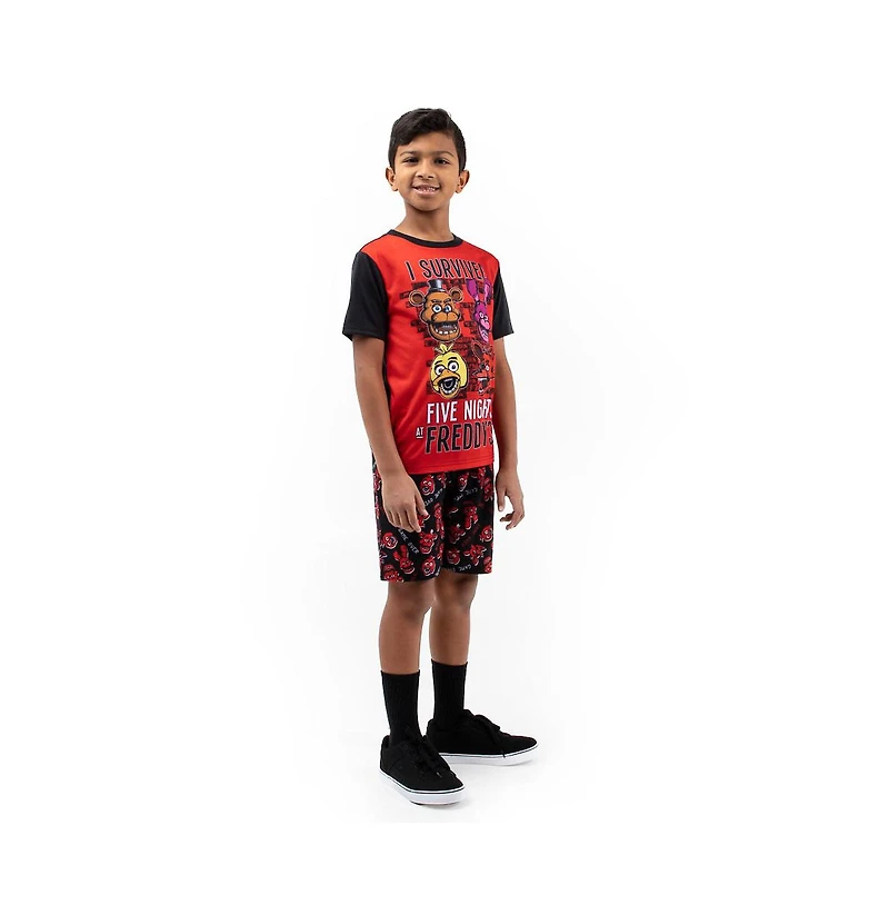 Five Nights At Freddy'S Boys Youth Sleepwear Set Tee Shirt, Sleep Shorts