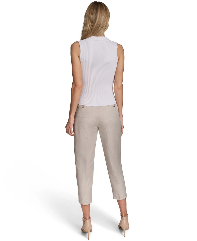 Calvin Klein Women's Sleeveless Button-Front Collared Sweater