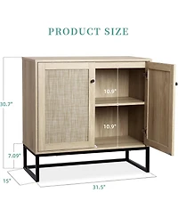 gaomon Set of 2 Storage Cabinet with Rattan Doors, Rattan Cabinet Sideboard Buffet Cabinet Console Table for Living Room, Entryway, Kitchen