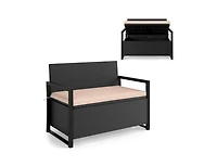 Slickblue Patio Wicker Loveseat with Hidden Storage Bench for Outdoors