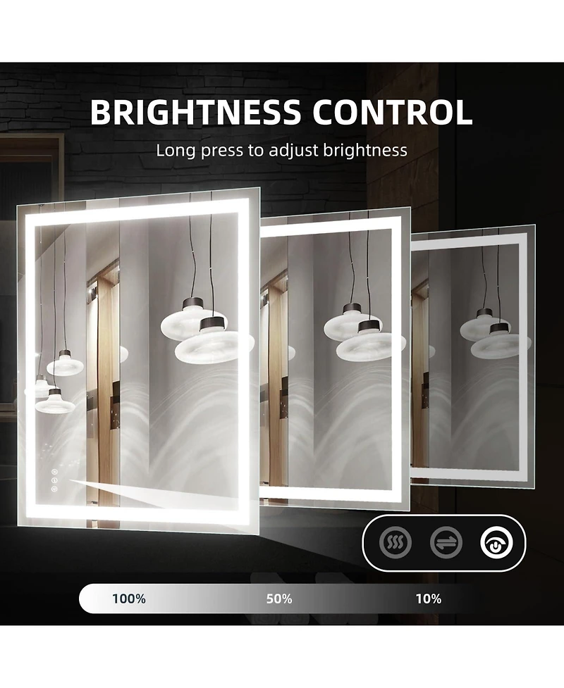 Homfan Led Bathroom Mirror with Front and Backlit Lights,Anti-Fog Lighted Vanity Mirror, Stepless Dimmable, 3-Color Modes