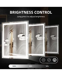 Homfan Led Bathroom Mirror with Front and Backlit Lights,Anti-Fog Lighted Vanity Mirror, Stepless Dimmable, 3-Color Modes