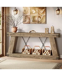 Tribesigns Farmhouse Console Table, Long Sofa Table Behind Couch with Storage, Rustic Entryway Furniture for Hallway