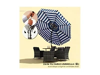 Clihome Outdoor Market Umbrella,Patio Umbrella,2-Tier Vented Patio Table Umbrella with Crank 8 Ribs,Tiltable Porch Umbrella,for