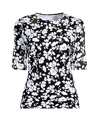 Lands' End Women's Petite SunShade Upf 50 Elbow Sleeve Rash Guard Swim Tee