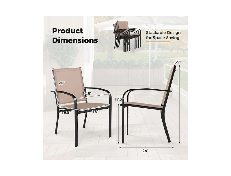 Slickblue Set of 4 Outdoor Dining Chairs with High Back