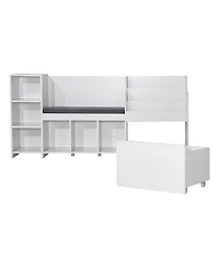 Slickblue Wooden Kids Storage Bench with Bookshelf and Toy Box