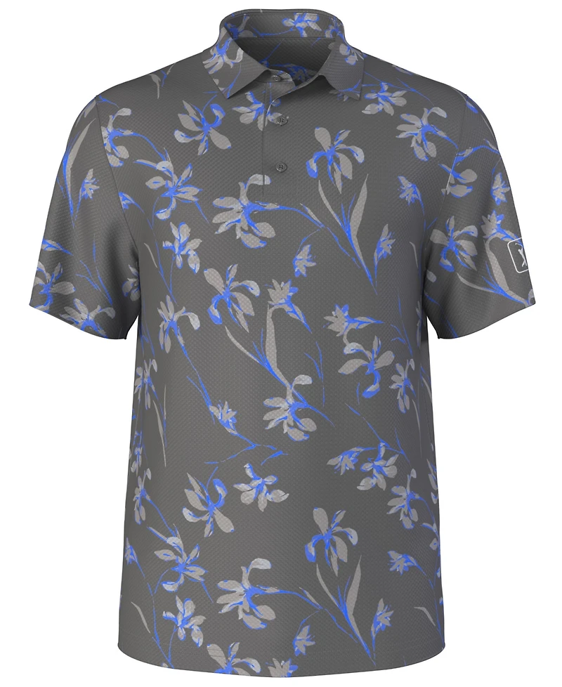 Pga Tour Men's Energized Floral Print Golf Polo Shirt