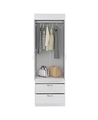 flynama Lisboa Armoire Double Door 2 Drawers Hanging Rod Metal Handles