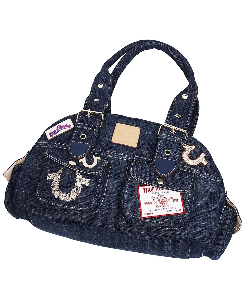 True Religion Multi-Patch Denim Satchel