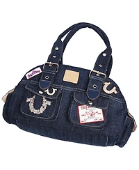 True Religion Multi-Patch Denim Satchel