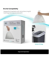 Home Zone Living 1.3 Gallon Slim Stainless Steel Small Trash Can with Reeded Pattern, Step Pedal and Soft-Close Lid, Silver