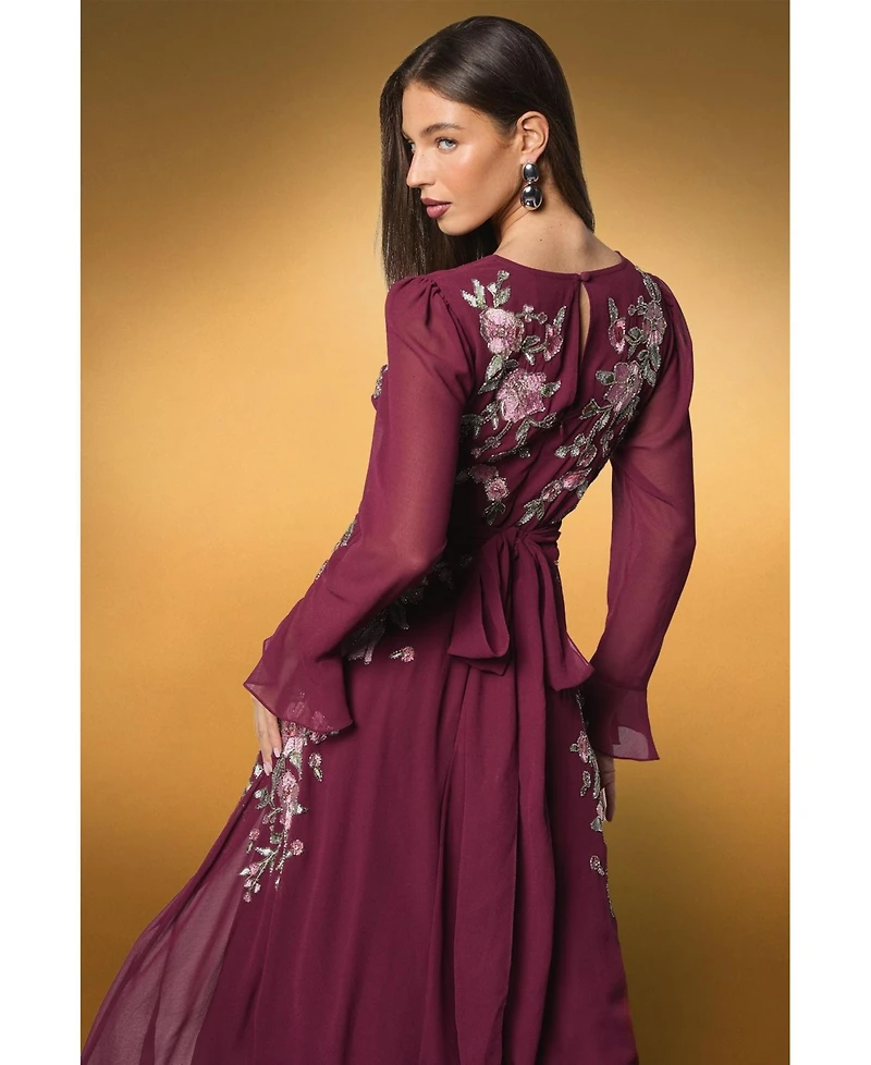 Coast Women's Wrap Waist Embroidered Midi Dress