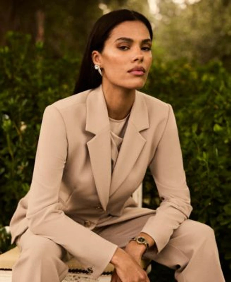 Anne Klein Womens Two Button Blazer Asymmetric Pleated Top Pants