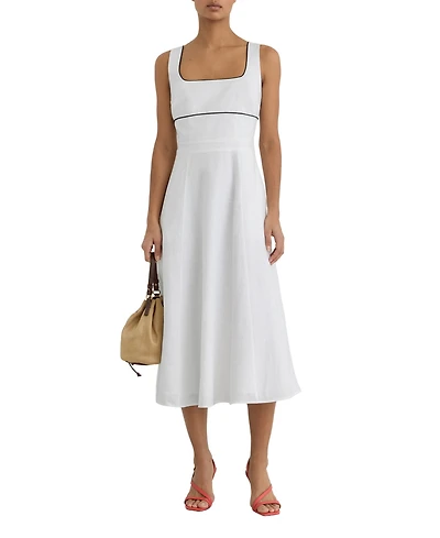 Reiss Women's Linen Contrast-Trim Midi Dress