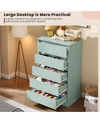 gaomon 5 Drawer Dresser for Bedroom Tall Chest with Deep Drawers Wide Top Wooden Organizer for Living Room