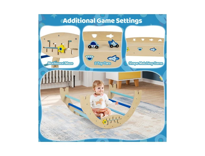 Slickblue 8-in-1 Kids Climbing Triangle Gym Unicorn Theme Foldable