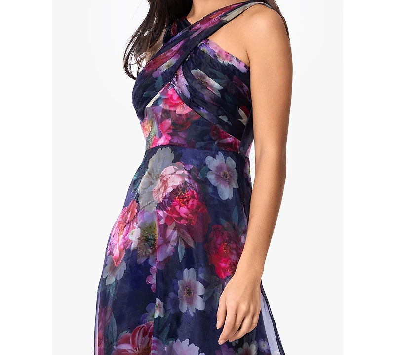 Betsy & Adam Petite Sleeveless Halter Neck Ball Gown