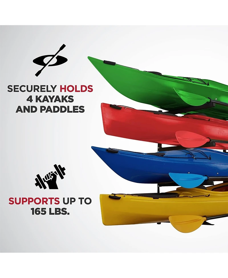 RaxGo Wall Kayak Storage Rack with Adjustable Heavy Duty Arms for Secure Indoor Garage Mount