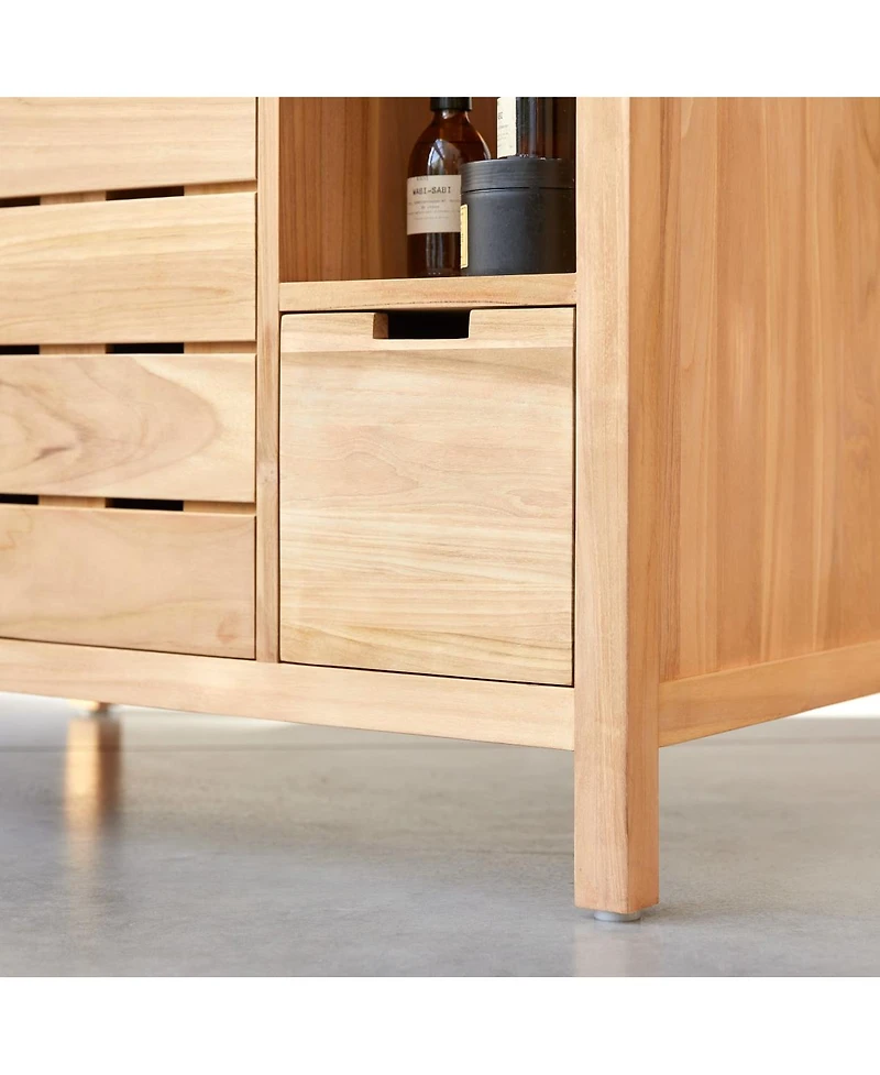 Tikamoon Solid Teak Wood Vanity Cabinet Washstand Bathroom Sink Unit 100cm New