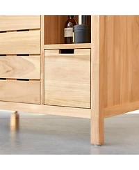 Tikamoon Solid Teak Wood Vanity Cabinet Washstand Bathroom Sink Unit 100cm New