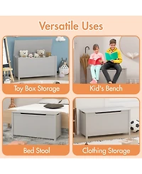 Rainsken Kids Toy Chest, Wooden Toy Box Storage Organizer, Bench with Safety Hinged Lid for Playroom, Nursery