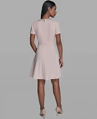 Karl Lagerfeld Paris Women's Embellished Neck Short Dress
