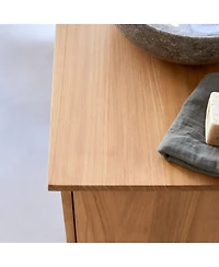 Tikamoon Solid Teak Wood Vanity Cabinet Wash Stand Adjustable Drawers Bathroom Furniture