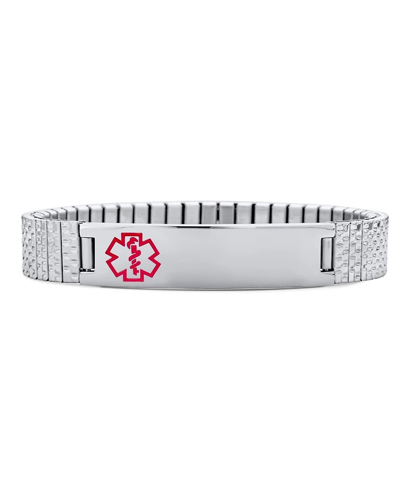 Bling Jewelry Blank Medical Identification Medical Id Stretch Link Bracelet Stainless Steel
