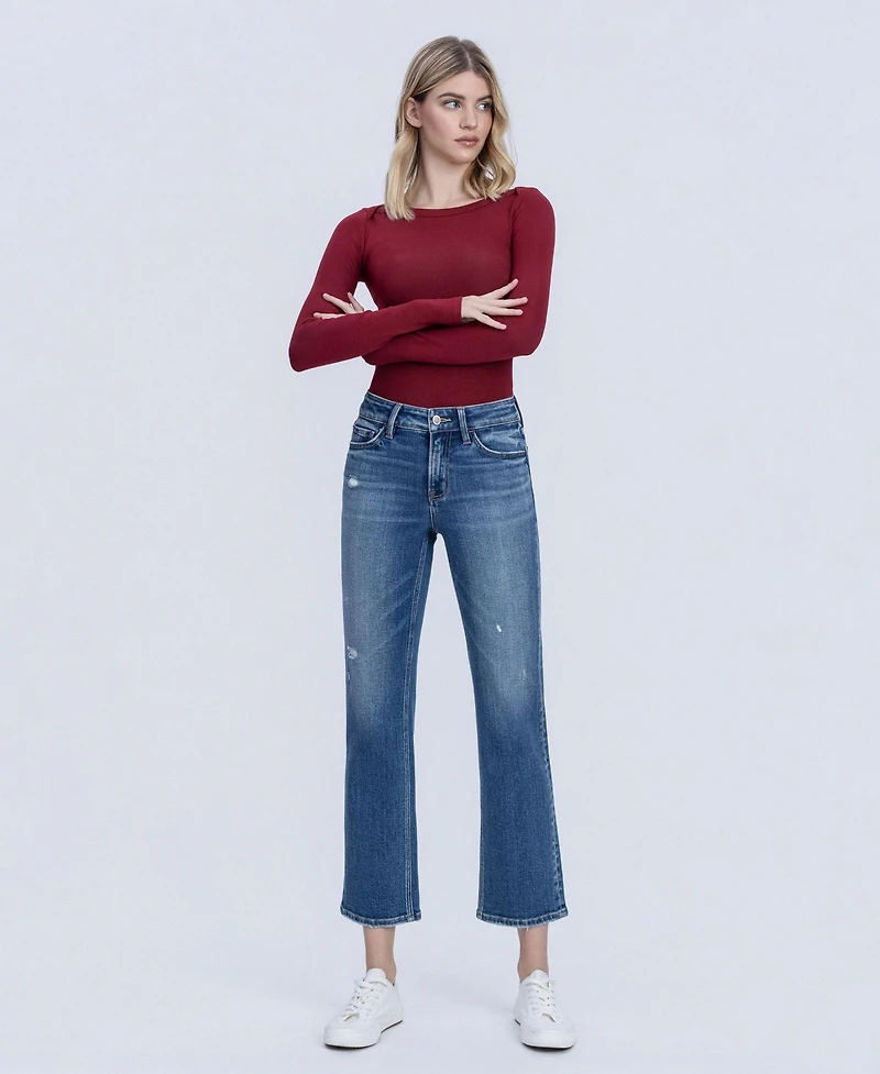 Vervet Women's Mid Rise Ankle Straight Jeans