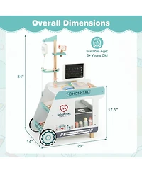 Slickblue Pretend Play Doctor Kit for Toddlers with Wooden Cart